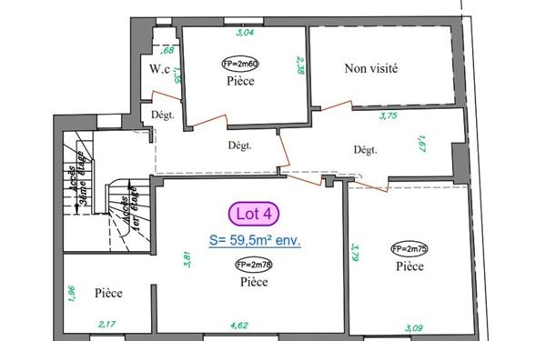 Appartement à vendre    2 pièces • 59,50 m2 Montreuil