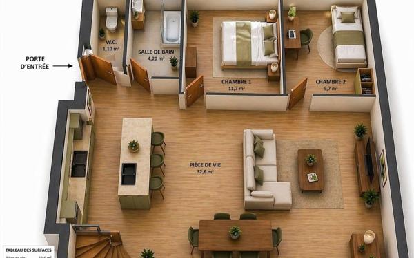 Appartement à vendre    2 pièces • 59,50 m2 Montreuil