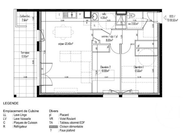 Appartement F3 à vendre  3 pièces - 68,50 m2 ANTHY SUR LEMAN - 74