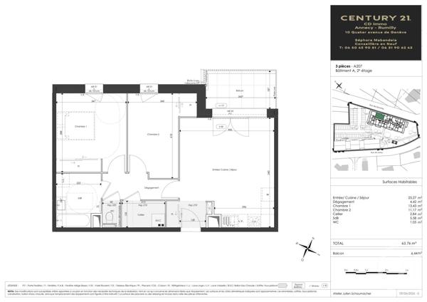 Appartement T3 à vendre  3 pièces - 63,76 m 2   FAVERGES SEYTHENEX  - 74