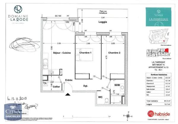 Appartement à louer 3 pièces 61.55m² L'Isle-sur-la-Sorgue (84800)