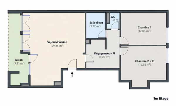 Appartement
         3 pièces
        - 70 m² Exclusivité 259 000 € *