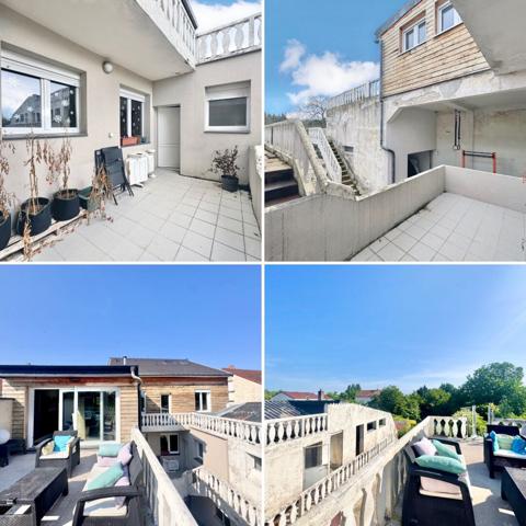 Immeuble de rapport 1 T4 + 1 T5 + 5 studios avec terrasses, jardin, garage, parkings, caves