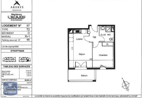 Appartement à louer 2 pièces 38m²
