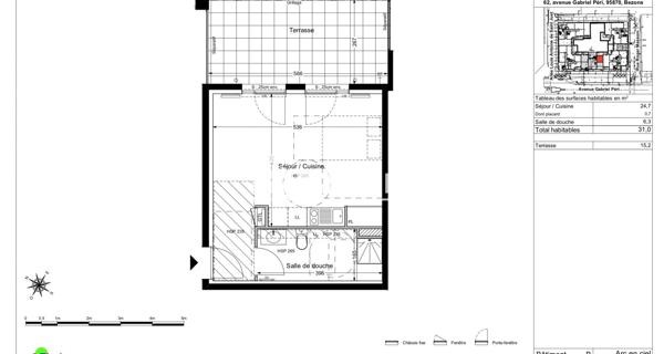 Location Studio 31 m² - Bezons 95870