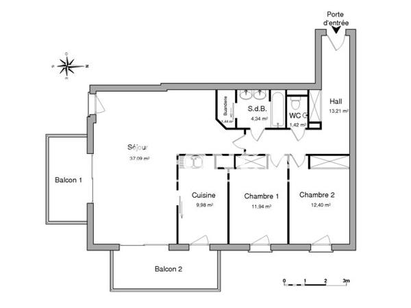 Location Appartement 3 pièces 91.82 m² - 5 TER RUE PASTEUR Vannes 56000