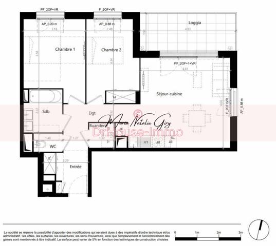 Appartement à vendre 3 pièces de 63 m²