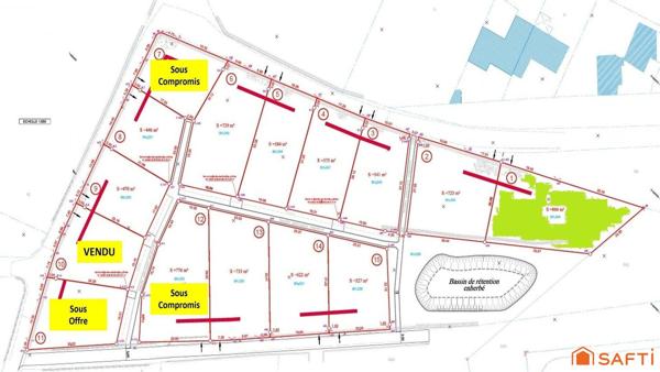 Terrain de 866 m² viabilisée (lot 1) – Le Puy