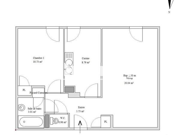Location Appartement 2 pièces 49.26 m² - 41 RUE DE LA REPUBLIQUE Meyzieu 69330