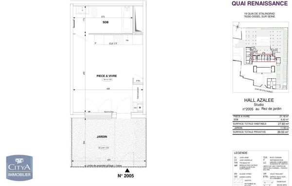 Appartement à louer 1 pièce 27.6m² Oissel (76350)