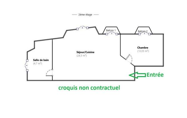 Appartement 2 pièces - 40 m² Exclusivité efficity