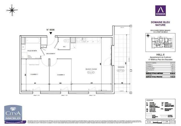Appartement à louer 3 pièces 60.49m²