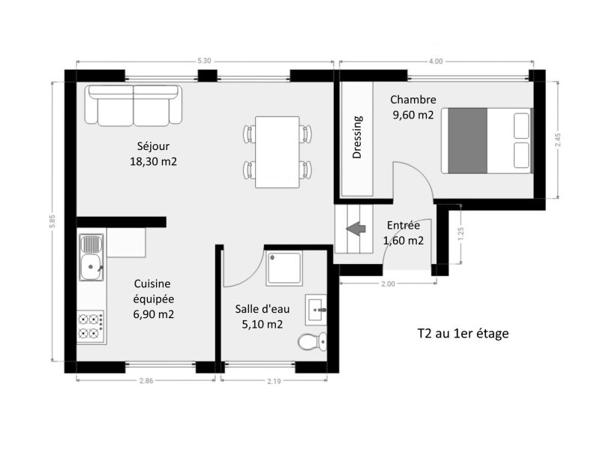 Location / Appartement T2 à Bapaume (62450)