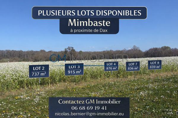 À SAISIR RAPIDEMENT – OPPORTUNITÉ RARE DE TERRAINS À BÂTIR À MIMBASTE, AUX PORTES DE DAXNOUVEAUX PRIX – TERRAI Vous souhaitez faire construire votre maison dans un environnement calme tout en restant à proximité de Dax ? Découvrez ce lotissement de 9 parcelles situé sur la commune de Mimbaste , offrant un cadre de vie agréable et recherché.