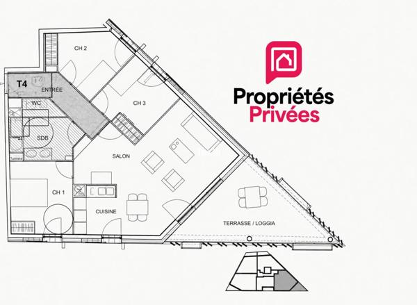 Appartement 4 pièces 80 m2 avec terrasse, parking et cave
