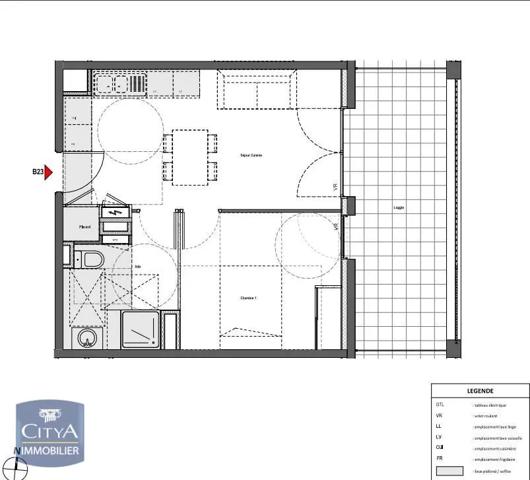 Appartement à louer 2 pièces 37.96m²