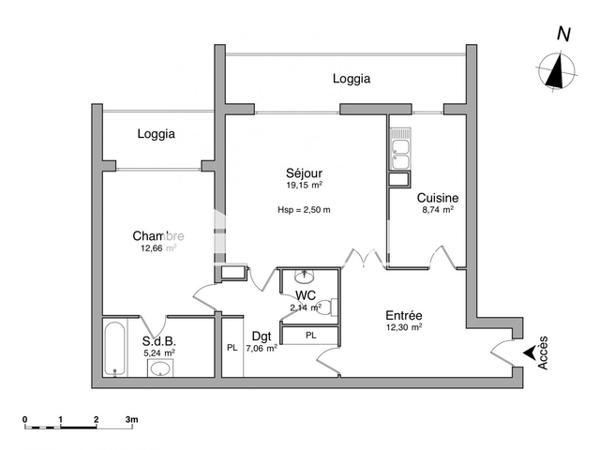 Location Appartement 2 pièces 66.98 m² - 24/26 RUE D'ALZON Bordeaux 33000