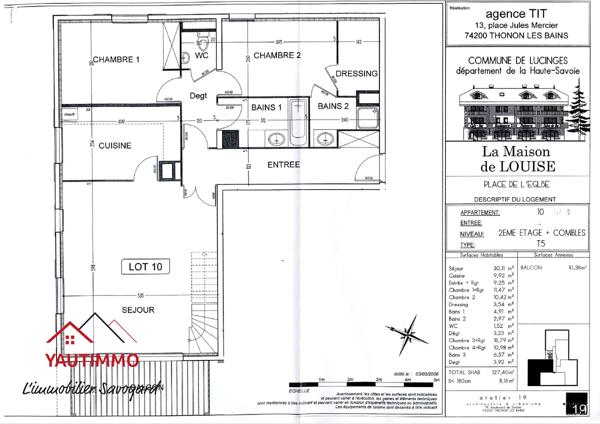Lucinges (74380) À vendre – Spacieux appartement T5 de 127 m² avec terrasse, garage et parking – Lucinges