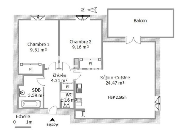Location Appartement 3 pièces 52.2 m² - 2 ET 4 CHEMIN DU VIEUX CANAL Carcassonne 11000