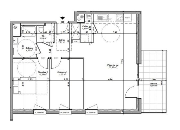 Appartement à vendre 3 pièces 70 m² Aumetz