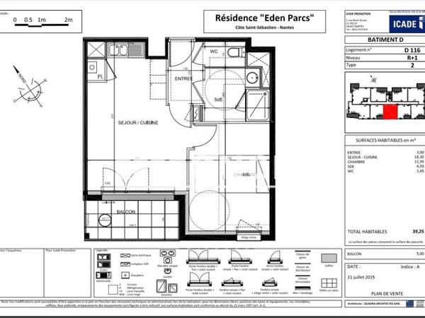 Location Appartement 2 pièces 39.25 m² - 3 BIS COTE SAINT SEBASTIEN Nantes 44000
