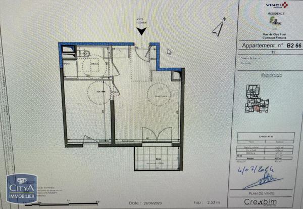Appartement à louer 2 pièces 41.41m² Clermont-Ferrand (63000)