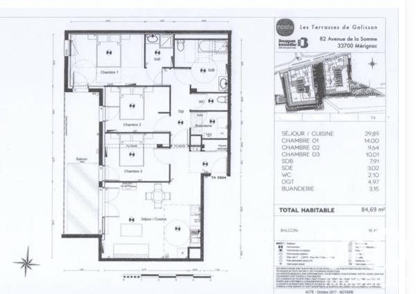 Appartement à vendre 4 pièces 85 m² Mérignac