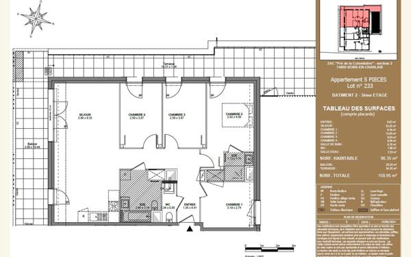 Appartement à vendre    5 pièces • 96,35 m2 Bons-en-Chablais