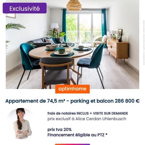 Prix en baisse 286 800€ - LUMINEUX - appartement à vendre T4 DIJON (21) avec balcon et parking
