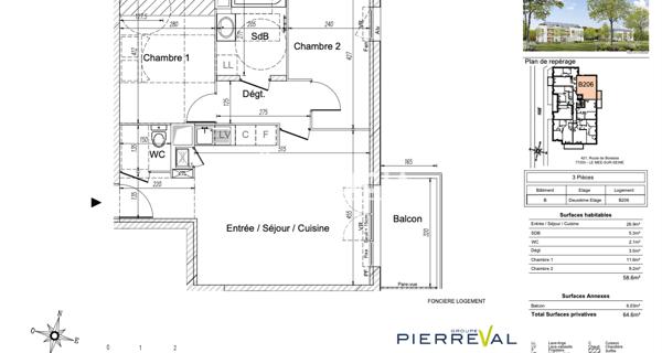 Location Appartement 3 pièces 57.77 m² - Le Mée-sur-seine 77350