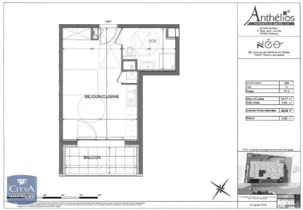 Appartement à louer 1 pièce 28.36m² Thonon-les-Bains (74200)