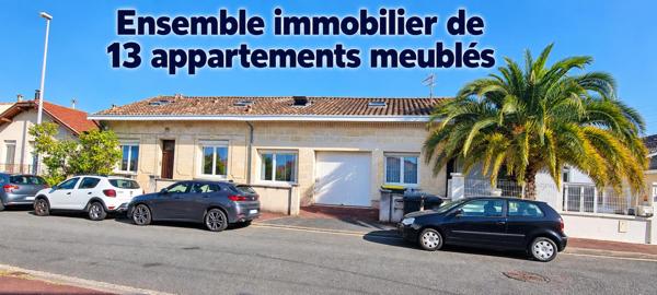 Ensemble immobilier. Immeuble de rapport avec 13 appartements loués meublés sur TALENCE. Rapport net 77616 euros