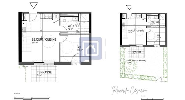 Quimper 29000 - Appartement 2 pièces avec jardin privatif, terrasse et parking