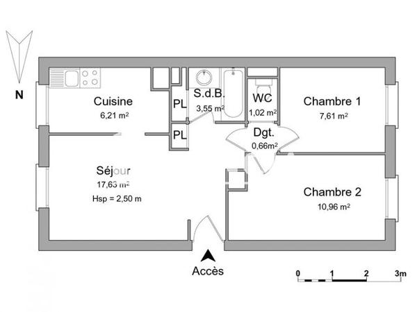Location Appartement 3 pièces 47.64 m² - 8 A 18 RUE DES ARBOUSIERS Montpellier 34000