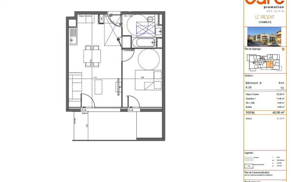 Appartement à vendre    2 pièces • 40,06 m2 Cognin