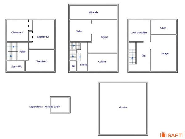 Maison de ville avec sous-sol complet et jardin