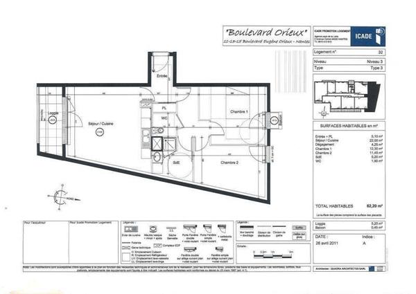 Appartement 3 pièces - 44000 Nantes
