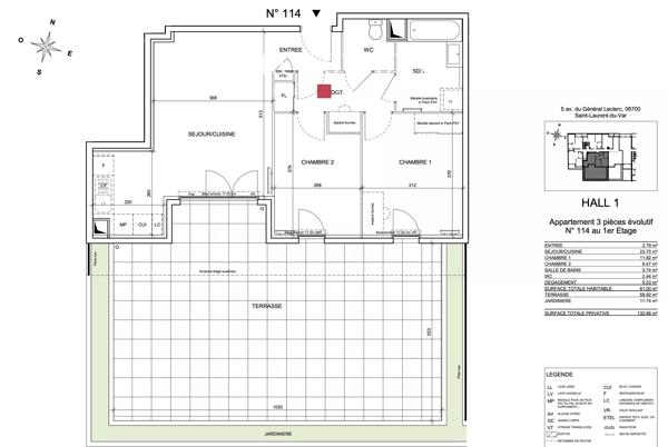 Centre-ville de Saint-Laurent-du-Var – Appartement neuf avec 2 boxes idéal profession libérale ou location saisonnière