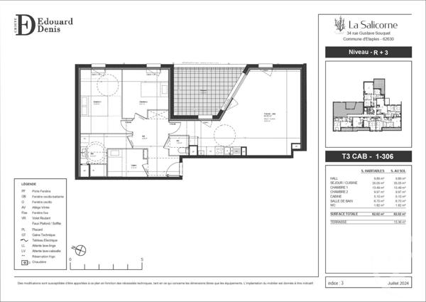 Appartement F4 à vendre  4 pièces - 82 m2 ETAPLES - 62