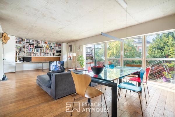 Maison d’architecte esprit loft avec terrasse et jardin à Vitry