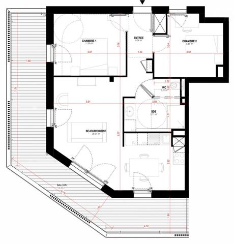 Appartement à vendre 3 pièces 59 m² Saint-Nazaire