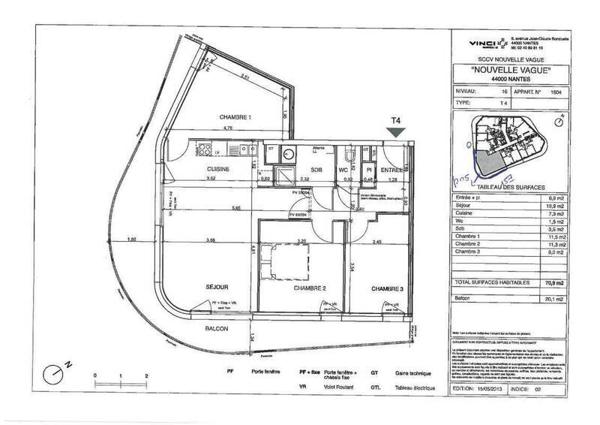 Appartement 4 pièces                                        - 44000 Nantes Réf : 12231