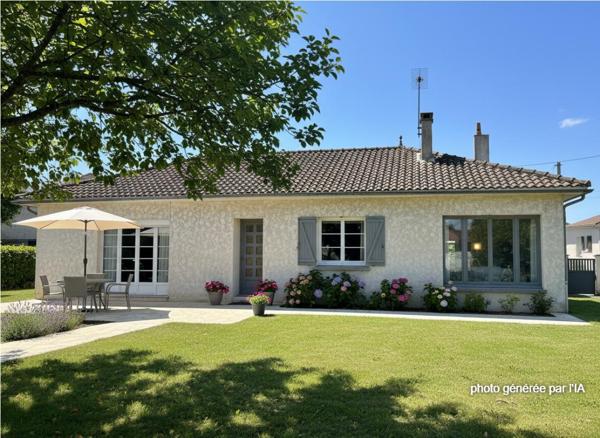 Maison à Vayres de 5 pièces de 105 m2 - 3 chambres - Un chai de 60 m² - Terrain de 1270 m²