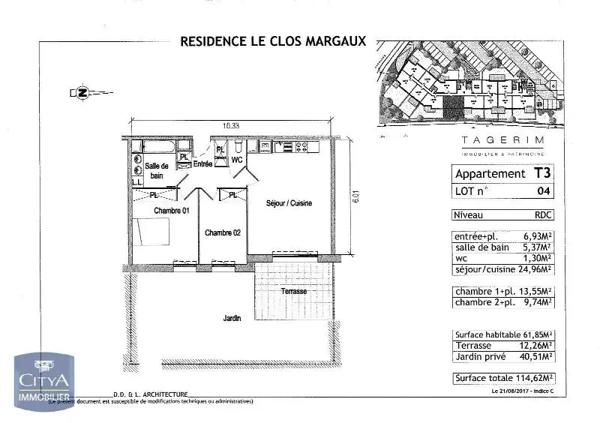 Appartement à louer 3 pièces 61.85m² Roncq (59223)