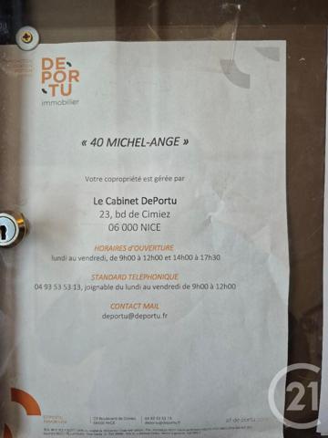 Appartement F1 à vendre  1 pièce - 28,35 m2 NICE - 06