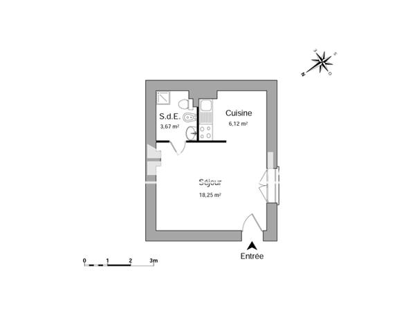 Location Studio 28.04 m² - 28 RUE HOTEL DE VILLE Montauban 82000