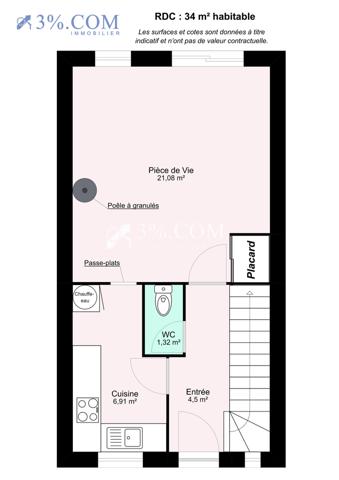 Maison 3 pièce(s) 2 chambre(s) 62 m²