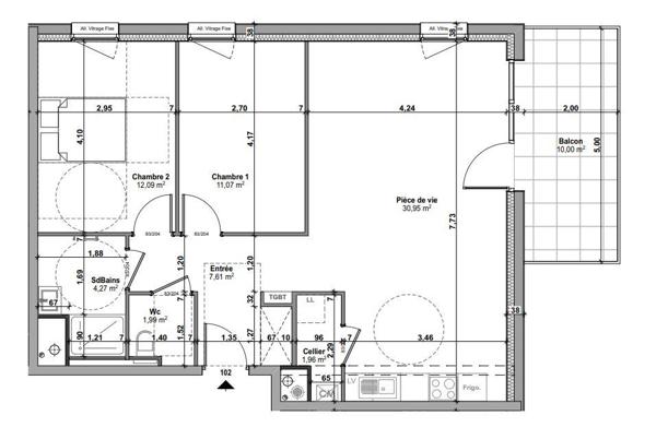 Appartement à vendre 3 pièces 70 m² Aumetz