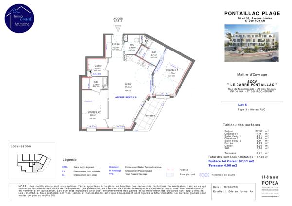 Appartement
                                                                                                                                                                                                                                                                                                                        3 pièce(s)                                                                                                                                                                                                          2 chambre(s)                                                                                                                                                                                                          67.11  m²