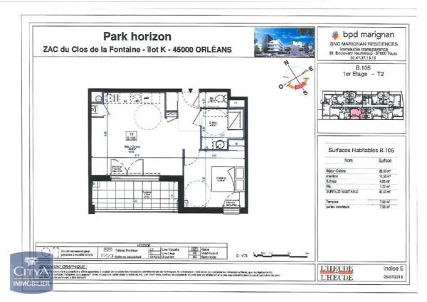 Appartement à louer 2 pièces 43.83m² Orléans (45000)